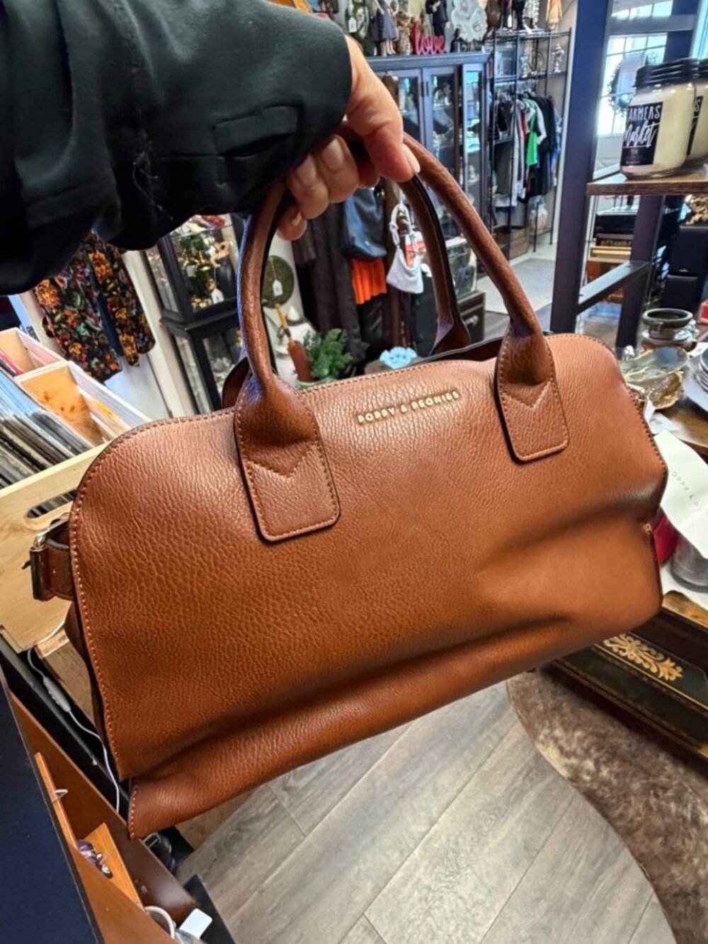 Poppy & Peonies Effortless Cognac Vegan Leather Satchel Bag NWT - Picture 8 of 11